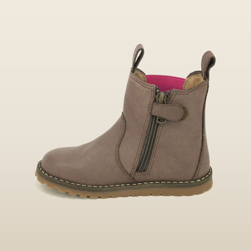 Chelsea boot pink and orange, inner side showing the zipper