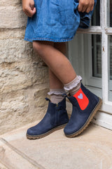 Chelsea Boot — Navy/Red Heart
