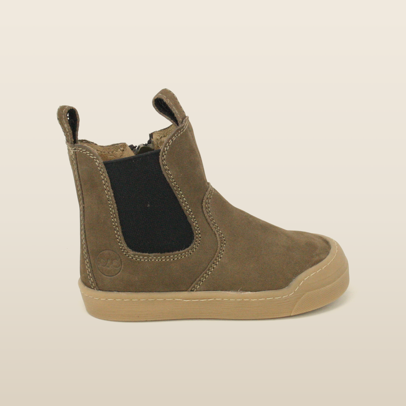 Brown winter Janne boot, side profile showing the elastic panel