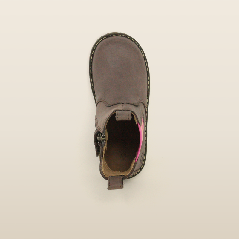 Chelsea boot pink and orange, showing the flexible grippy sole