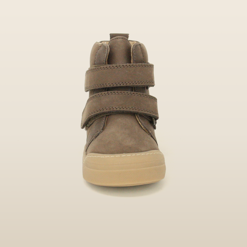 Taupe First Step boot viewed from the front
