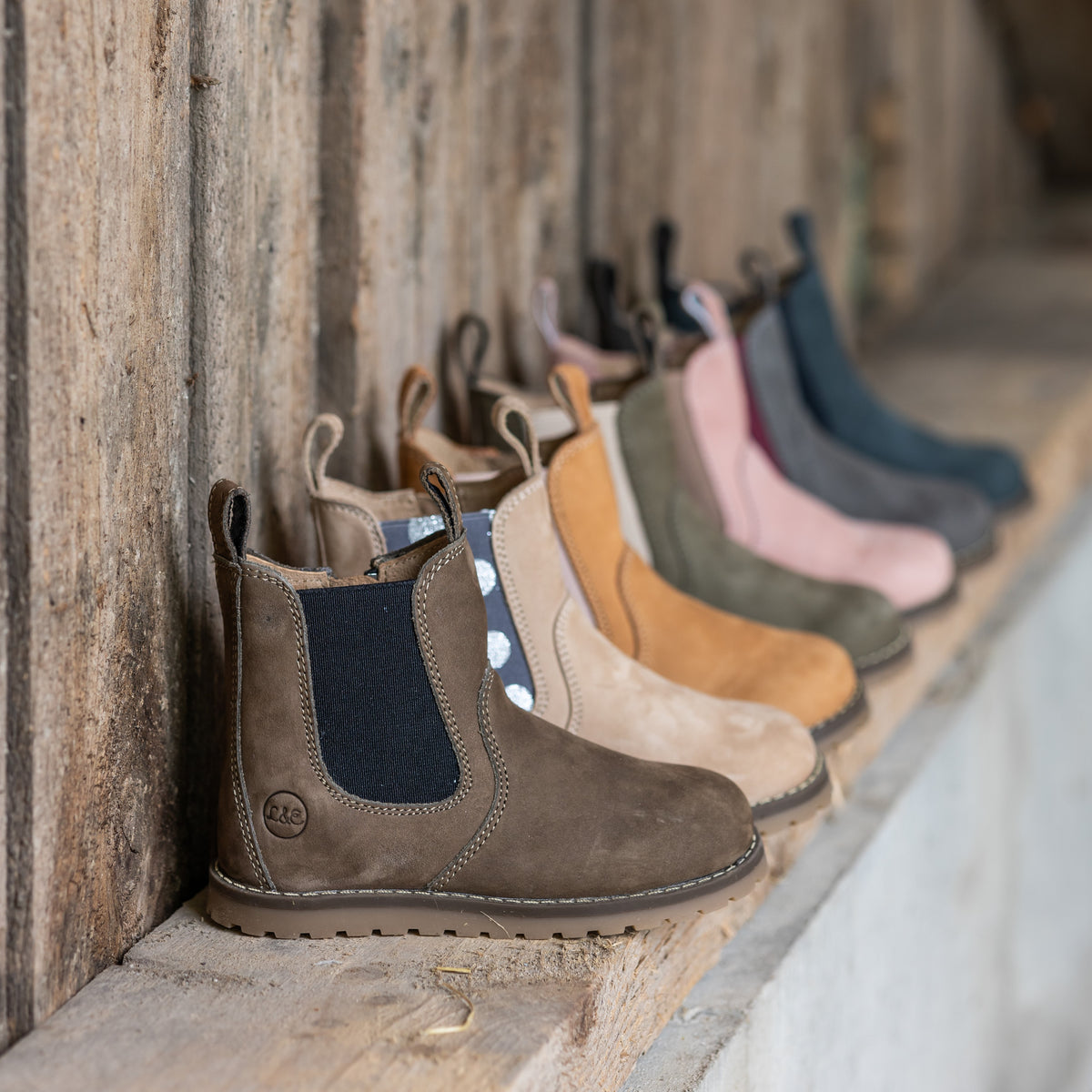 The Chelsea Boot range shown together in several colors